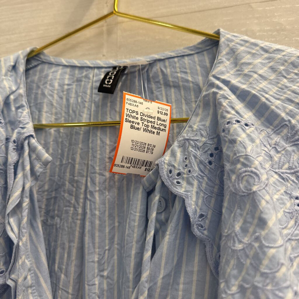 Blue/ White Striped Long Sleeve Top Medium