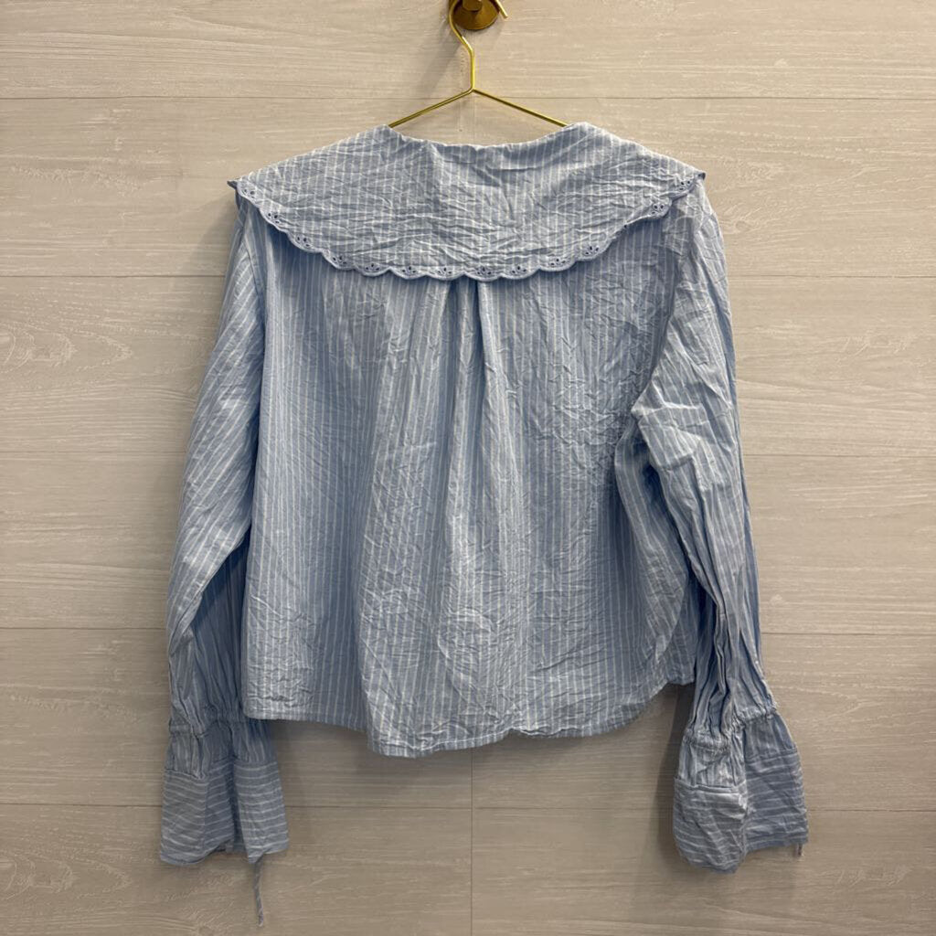 Blue/ White Striped Long Sleeve Top Medium