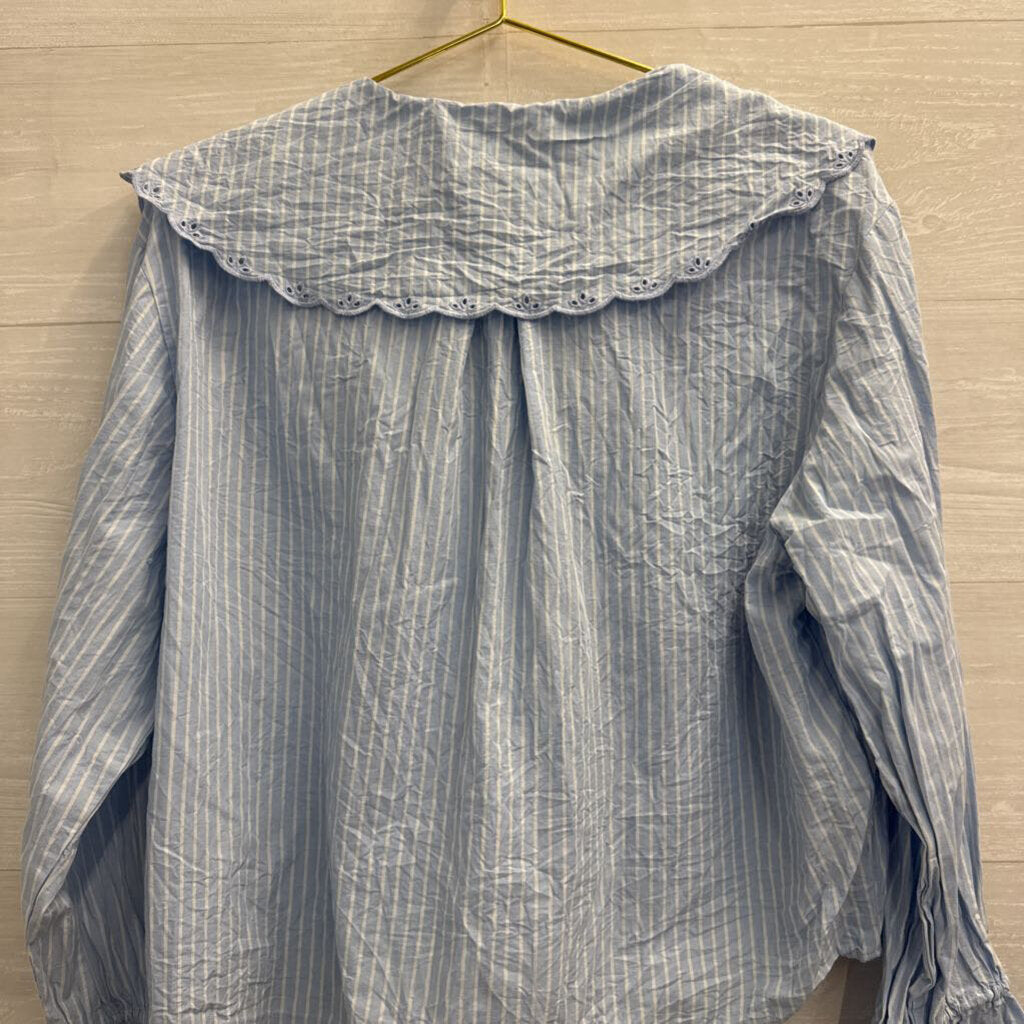 Blue/ White Striped Long Sleeve Top Medium