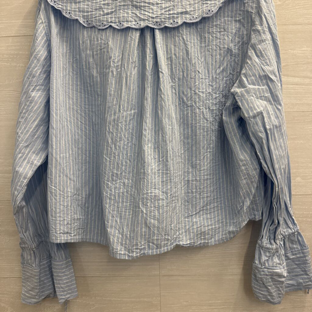 Blue/ White Striped Long Sleeve Top Medium