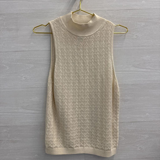 Gap Cream Knit Sleeveless Mock Neck Top Medium