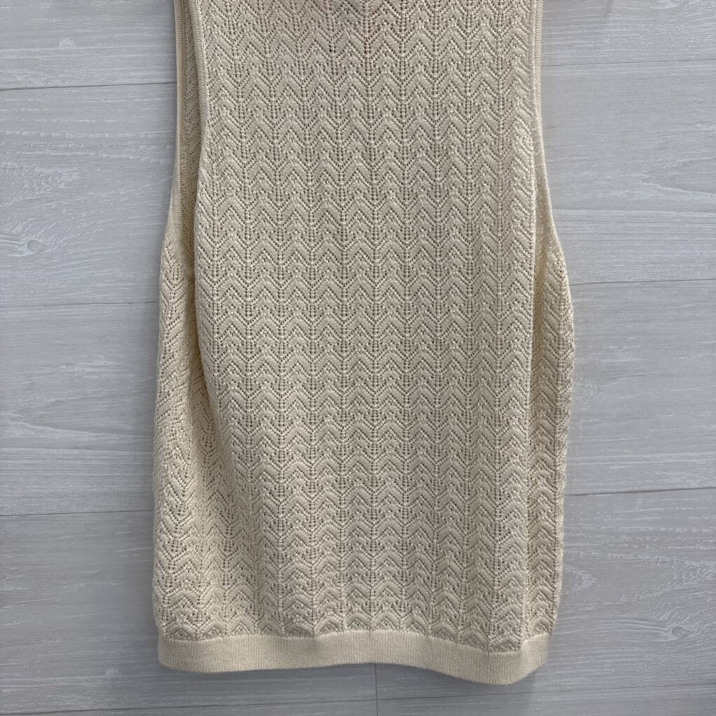 Gap Cream Knit Sleeveless Mock Neck Top Medium