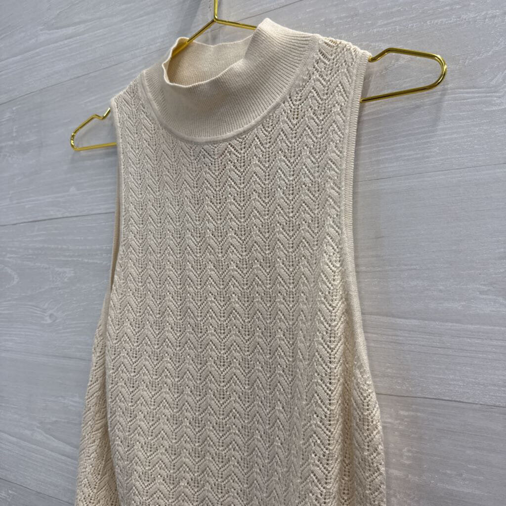 Gap Cream Knit Sleeveless Mock Neck Top Medium