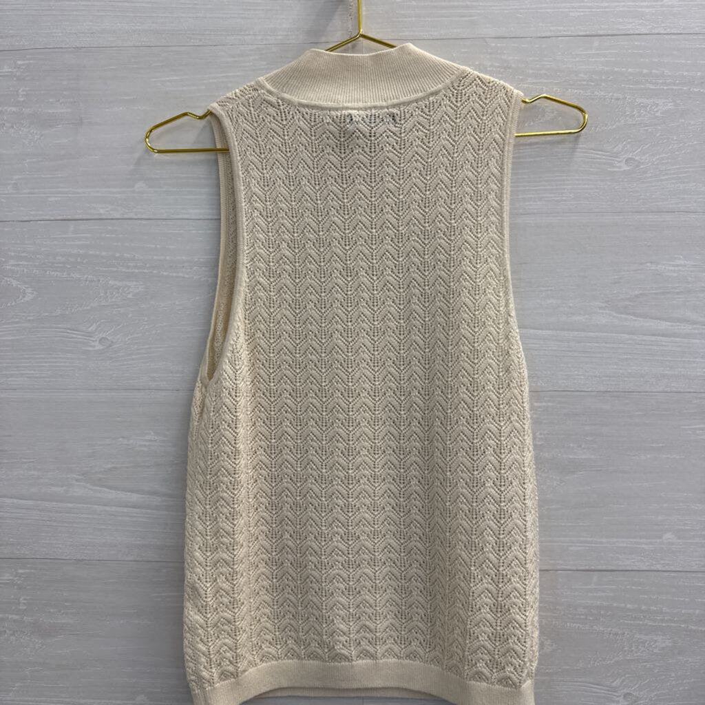 Gap Cream Knit Sleeveless Mock Neck Top Medium