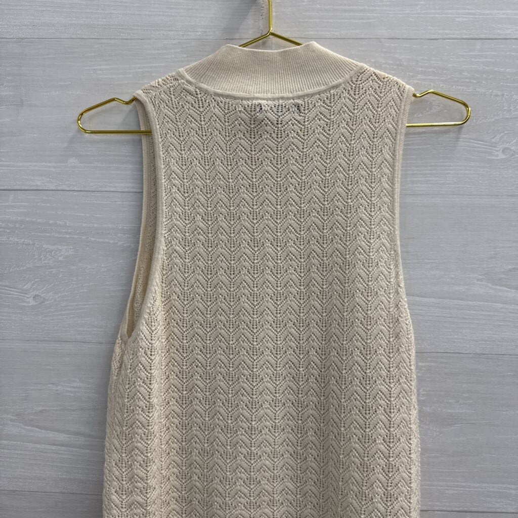 Gap Cream Knit Sleeveless Mock Neck Top Medium