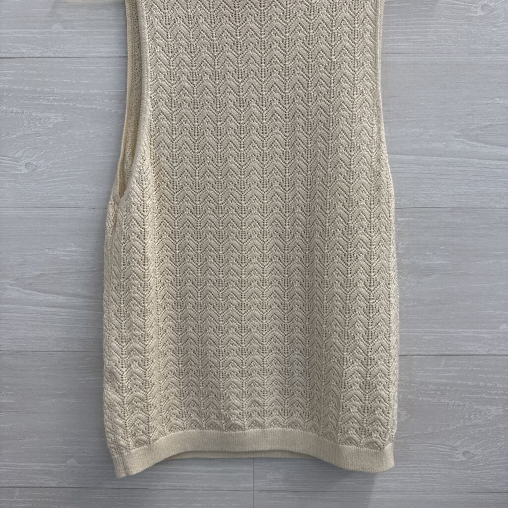 Gap Cream Knit Sleeveless Mock Neck Top Medium