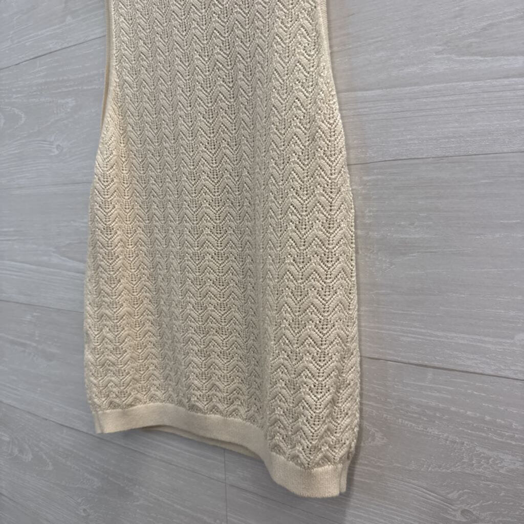 Gap Cream Knit Sleeveless Mock Neck Top Medium