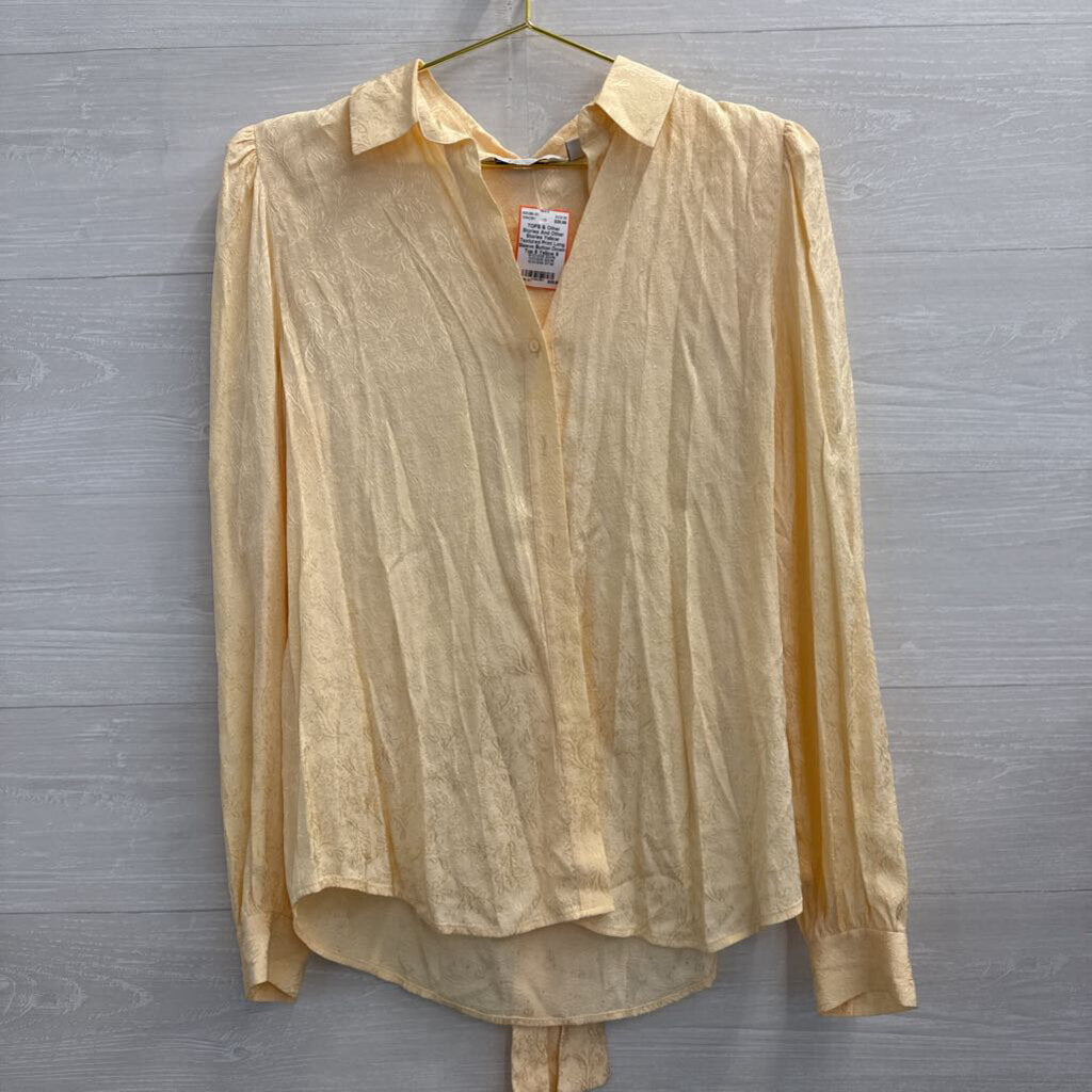 And Other Stories Yellow Textured Print Long Sleeve Button Down Top 6