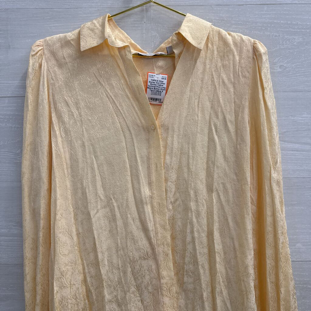 And Other Stories Yellow Textured Print Long Sleeve Button Down Top 6