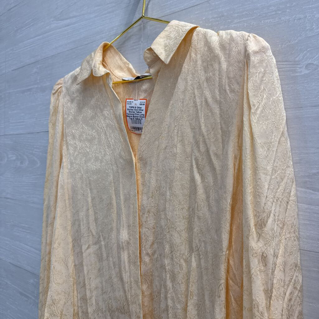 And Other Stories Yellow Textured Print Long Sleeve Button Down Top 6