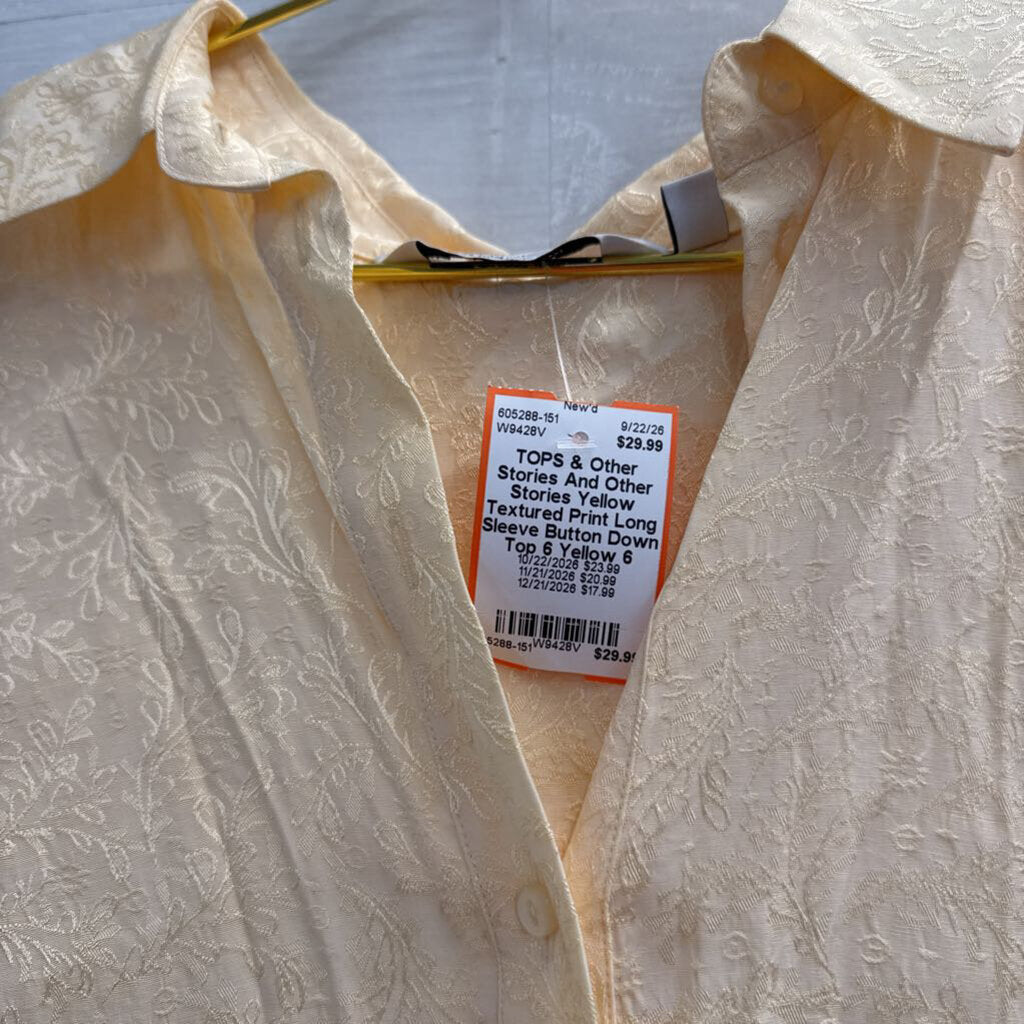 And Other Stories Yellow Textured Print Long Sleeve Button Down Top 6