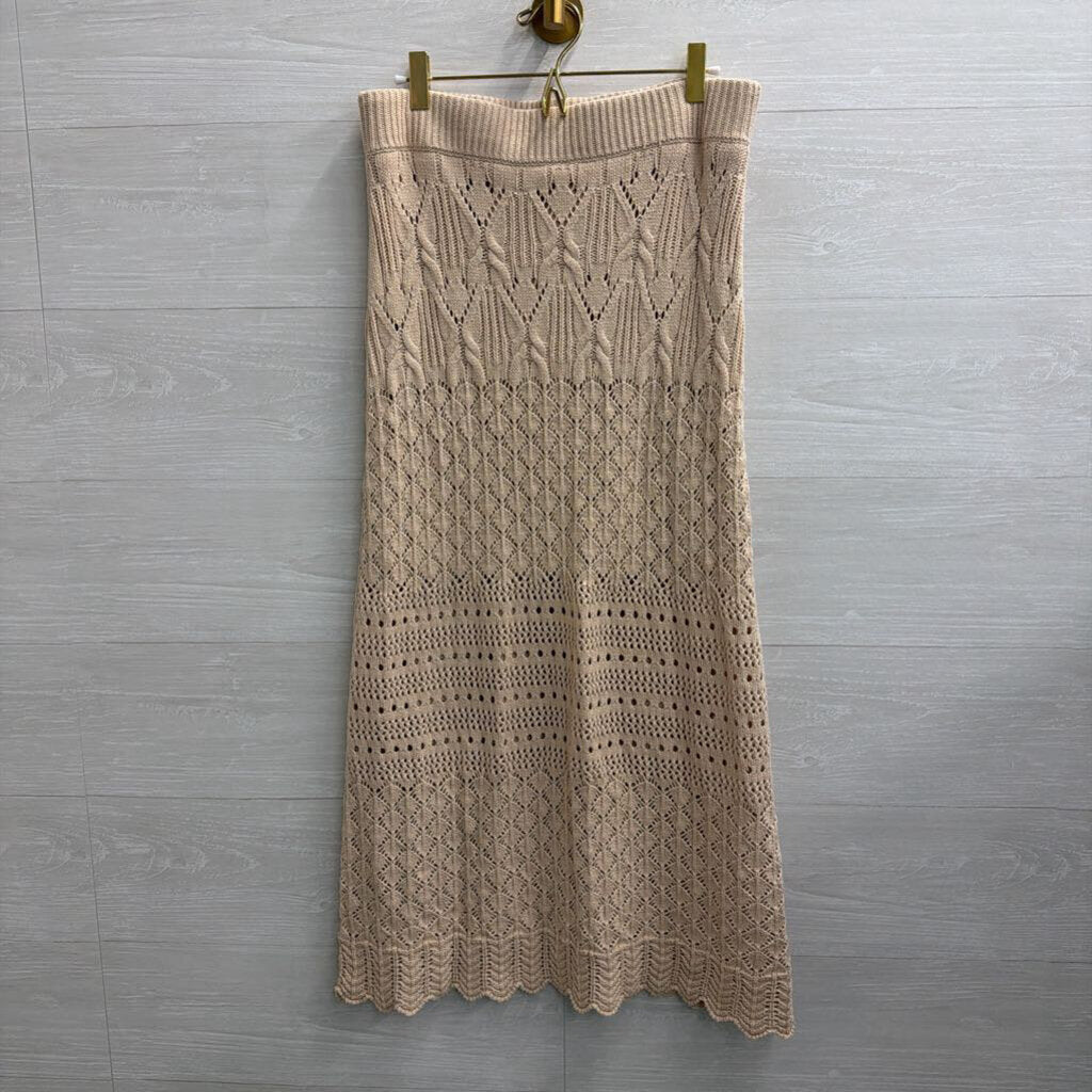House Of Harlow Beige Knit Maxi Sweater Skirt Medium