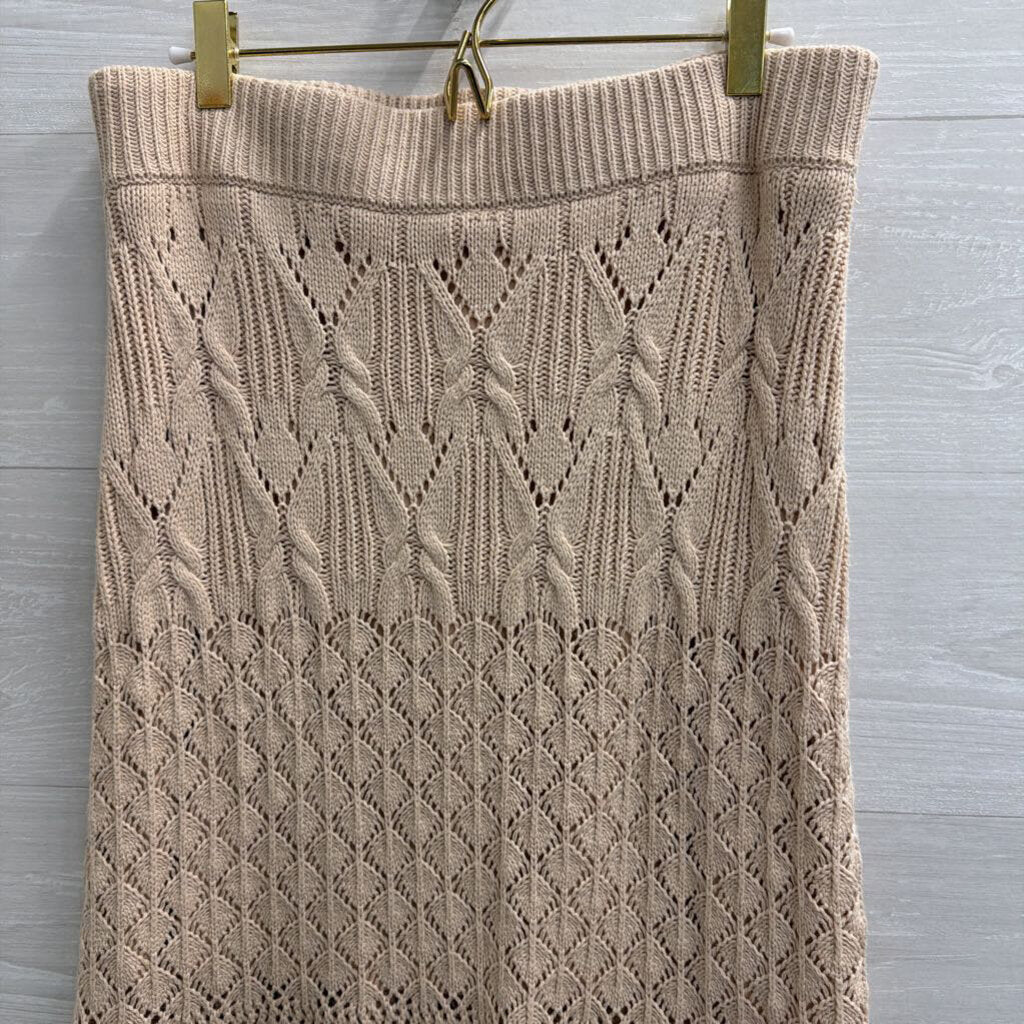 House Of Harlow Beige Knit Maxi Sweater Skirt Medium