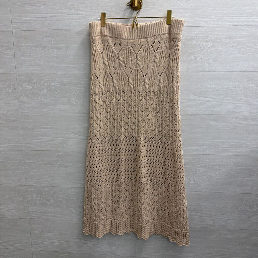 House Of Harlow Beige Knit Maxi Sweater Skirt Medium