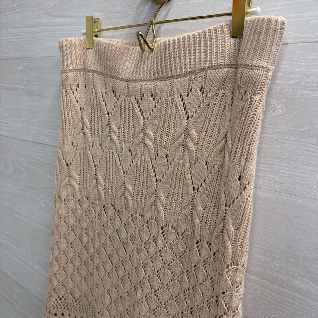 House Of Harlow Beige Knit Maxi Sweater Skirt Medium
