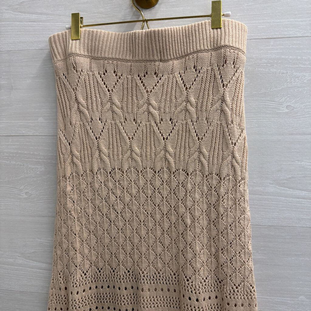 House Of Harlow Beige Knit Maxi Sweater Skirt Medium