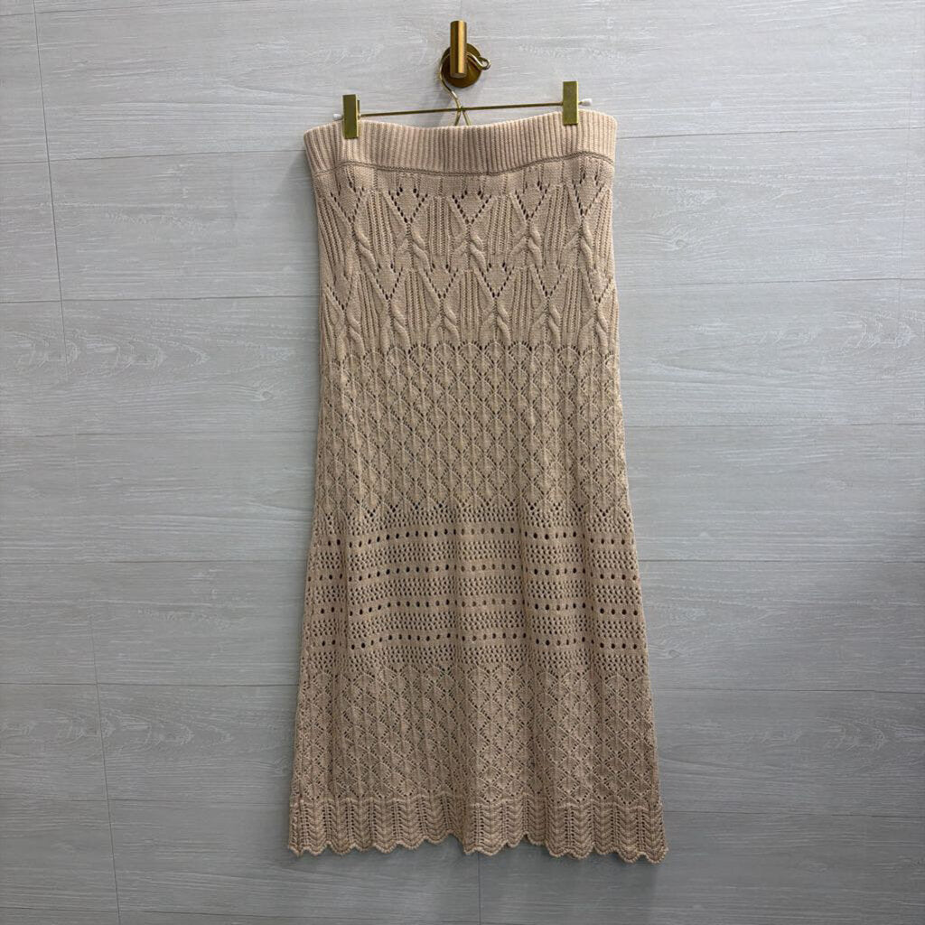 House Of Harlow Beige Knit Maxi Sweater Skirt Medium