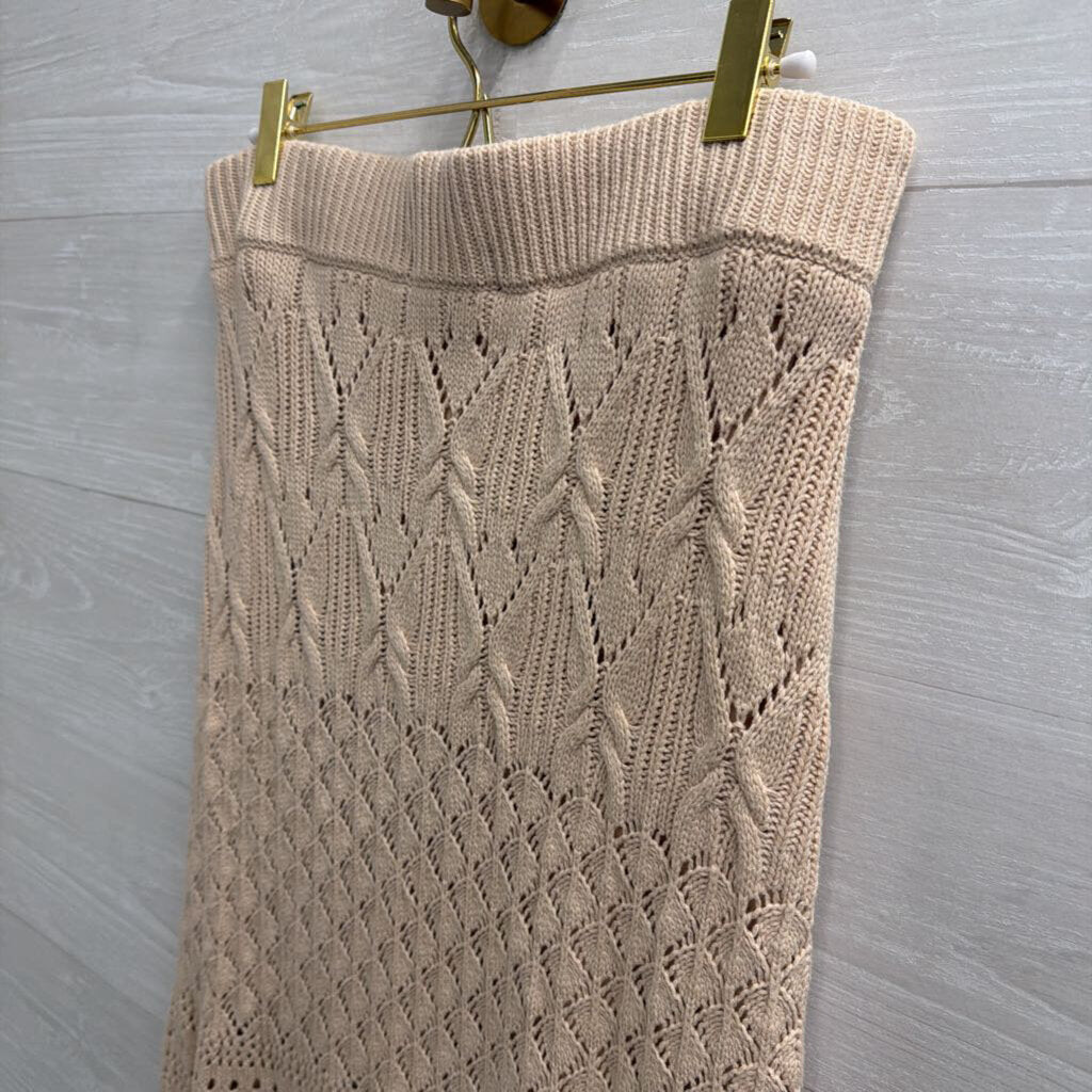 House Of Harlow Beige Knit Maxi Sweater Skirt Medium