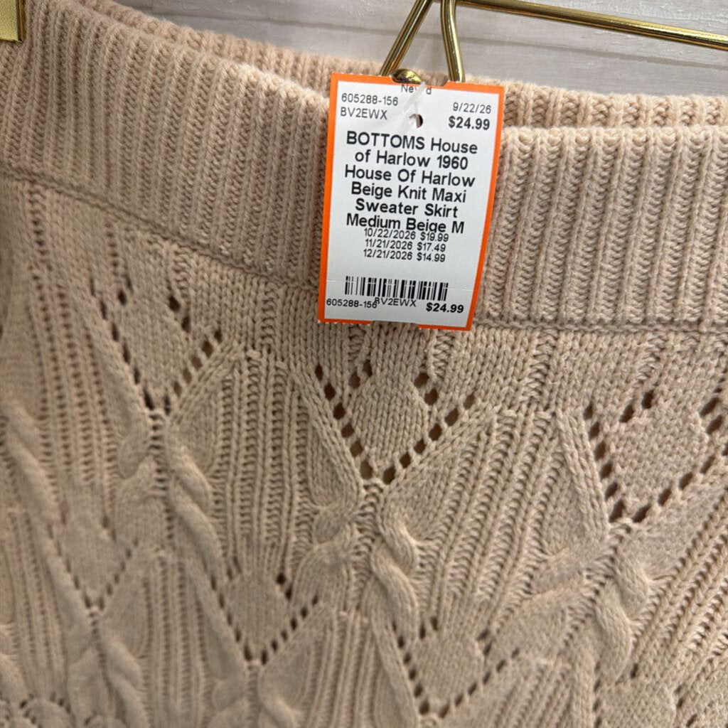House Of Harlow Beige Knit Maxi Sweater Skirt Medium