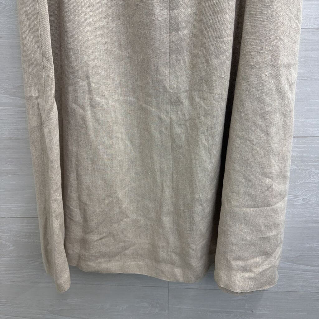 Talbots Beige Irish Linen Button Front Midi Skirt 8