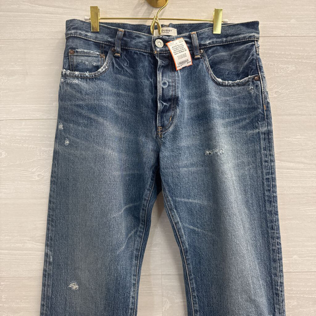 Moussy Medium Wash Distressed Mom Jeans 29