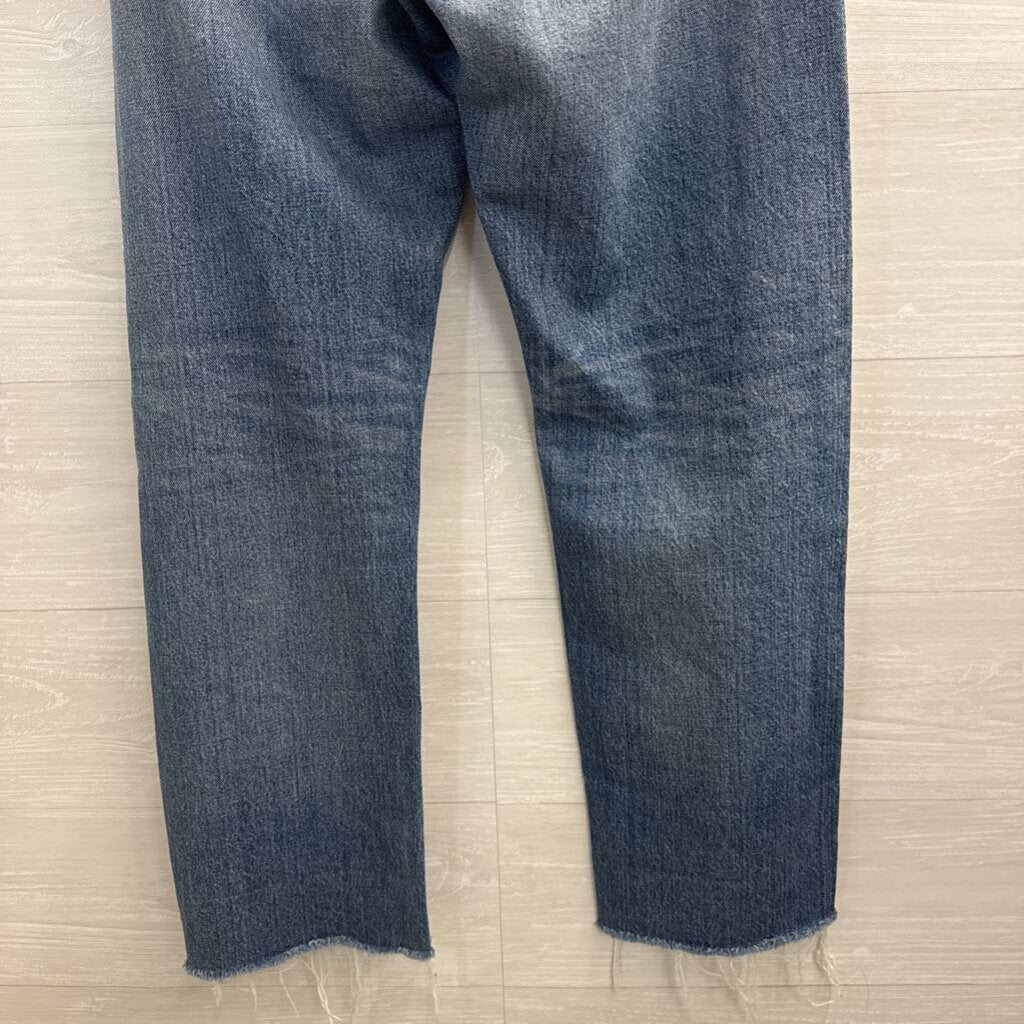 Moussy Medium Wash Distressed Mom Jeans 29