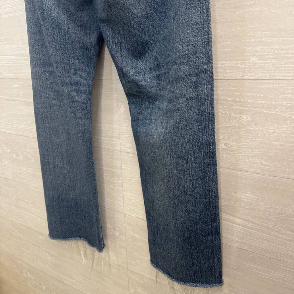Moussy Medium Wash Distressed Mom Jeans 29
