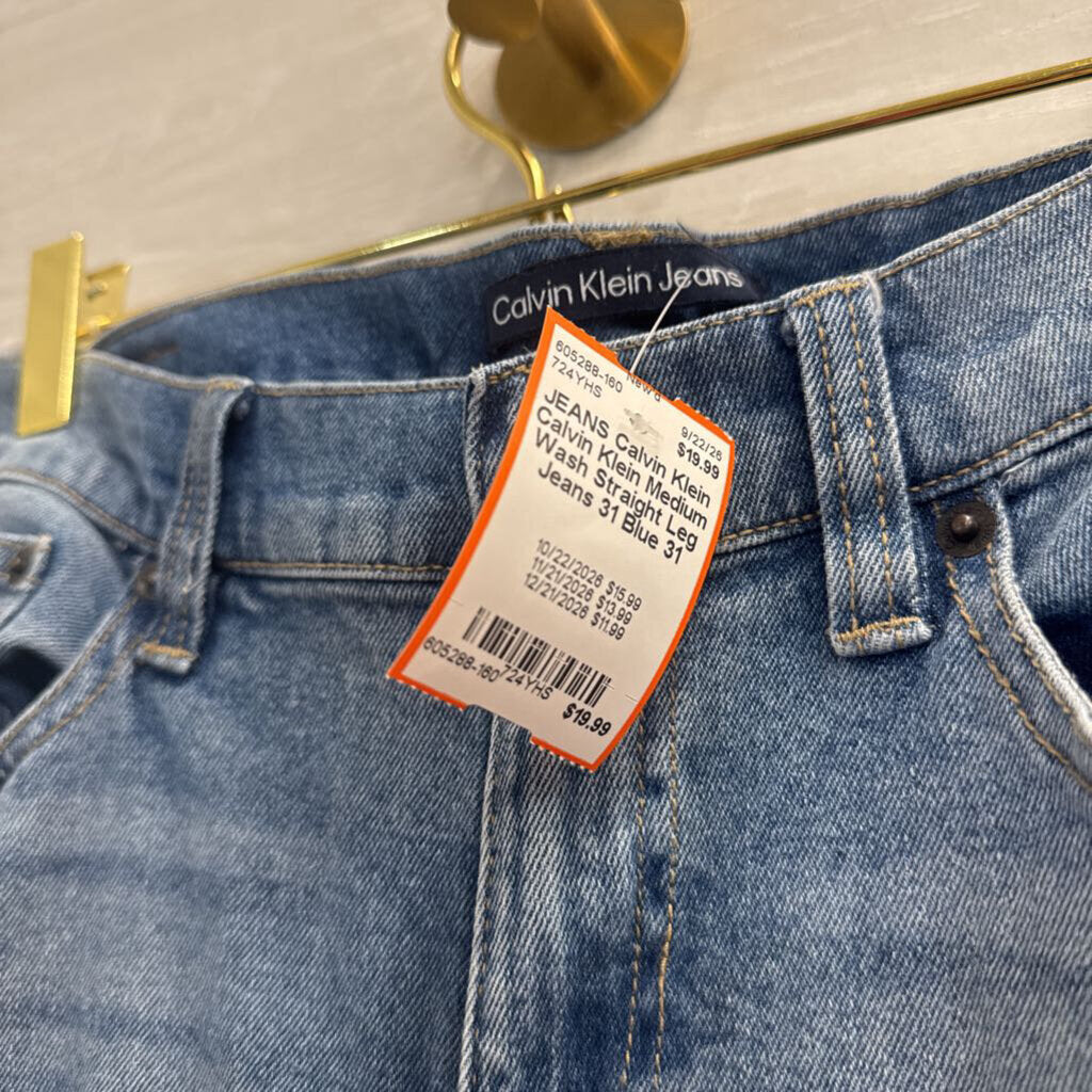 Calvin Klein Medium Wash Straight Leg Jeans 31