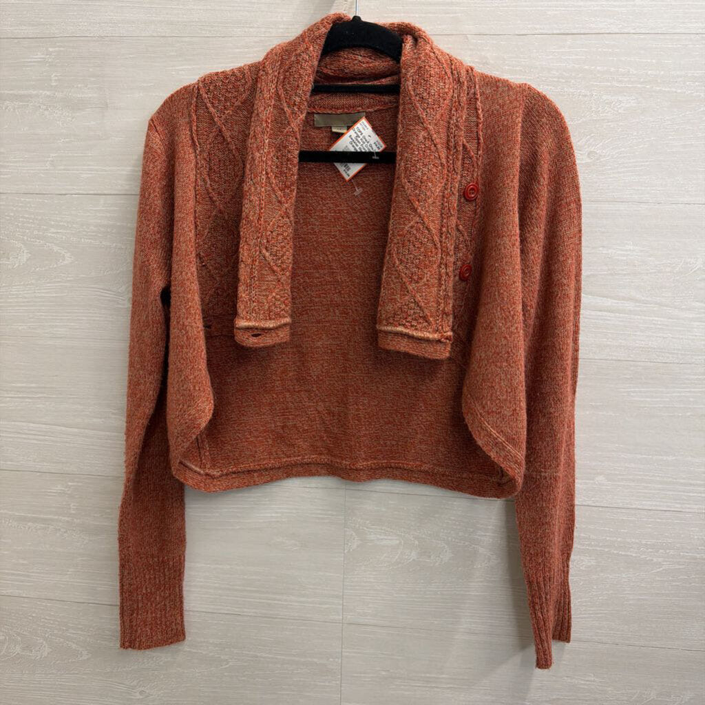 OneA Orange Knit Cropped Open Front Sweater Medium