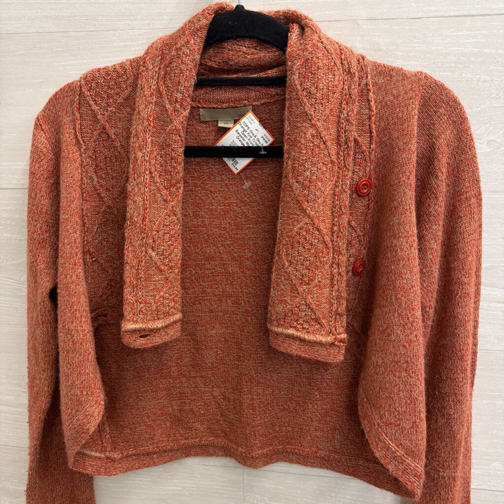 OneA Orange Knit Cropped Open Front Sweater Medium