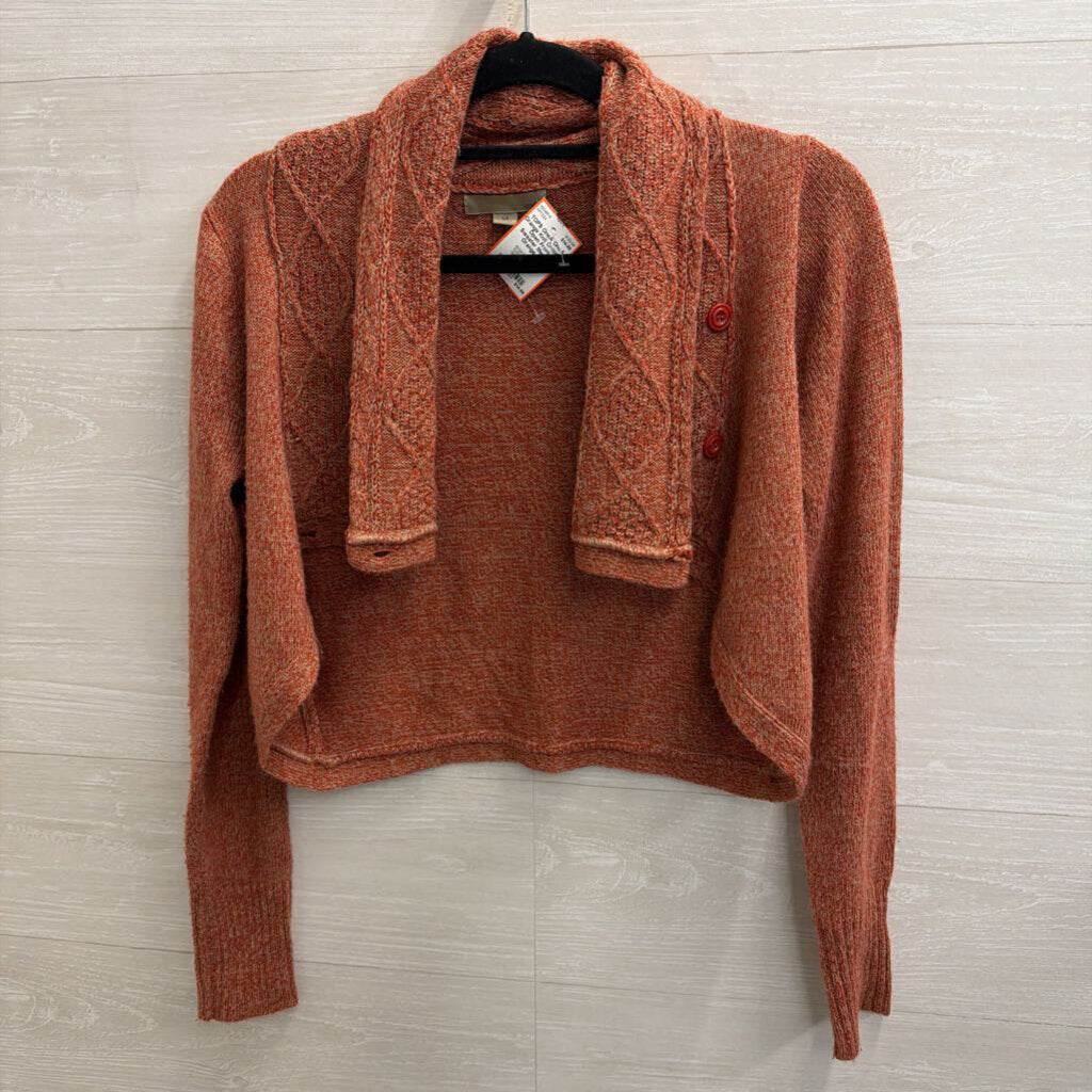 OneA Orange Knit Cropped Open Front Sweater Medium