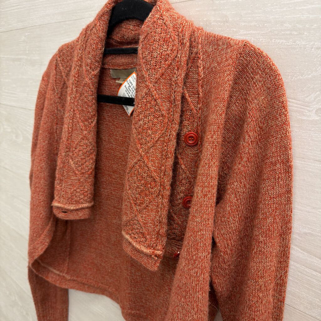 OneA Orange Knit Cropped Open Front Sweater Medium