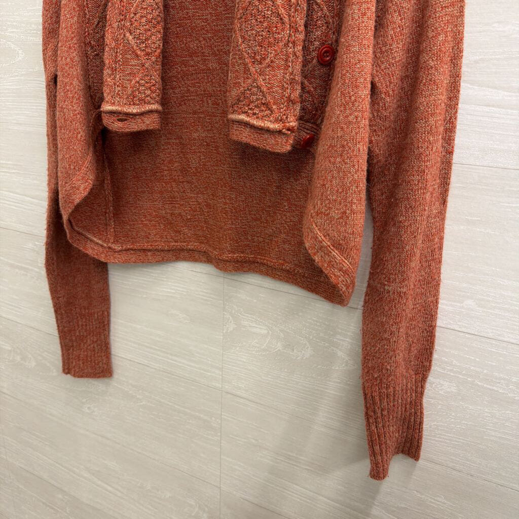 OneA Orange Knit Cropped Open Front Sweater Medium