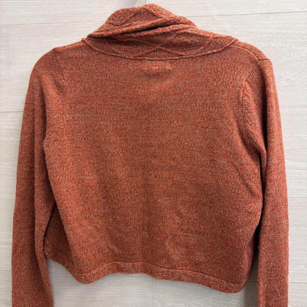 OneA Orange Knit Cropped Open Front Sweater Medium