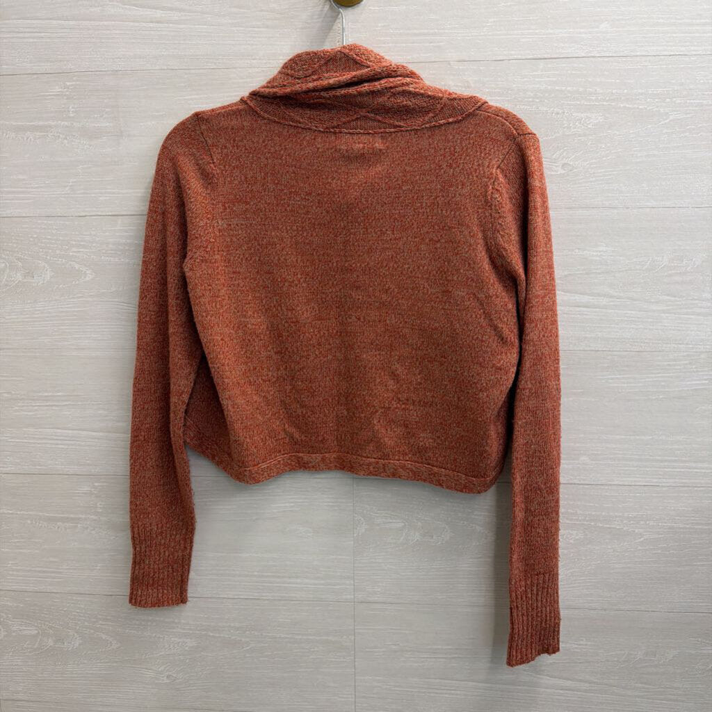 OneA Orange Knit Cropped Open Front Sweater Medium
