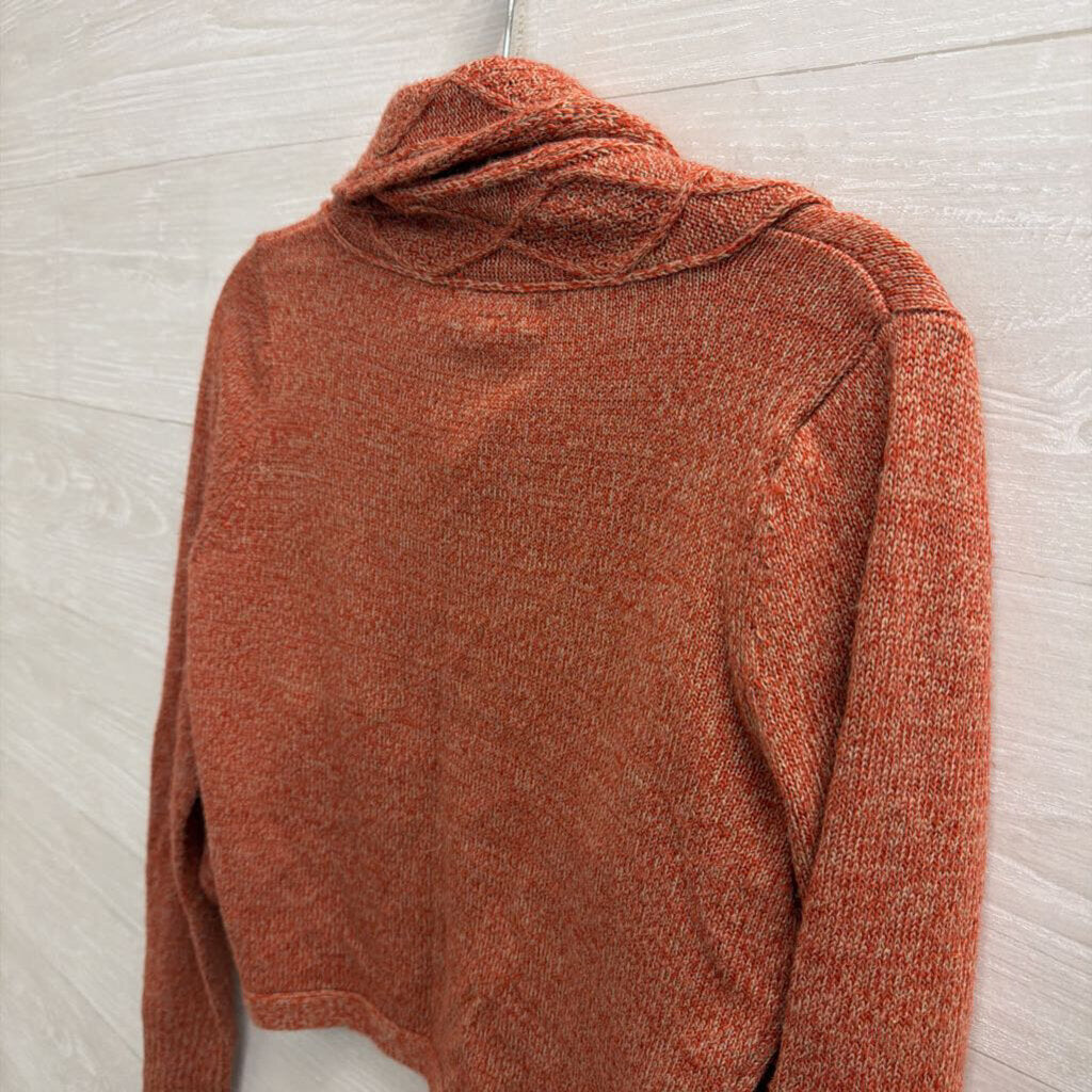 OneA Orange Knit Cropped Open Front Sweater Medium
