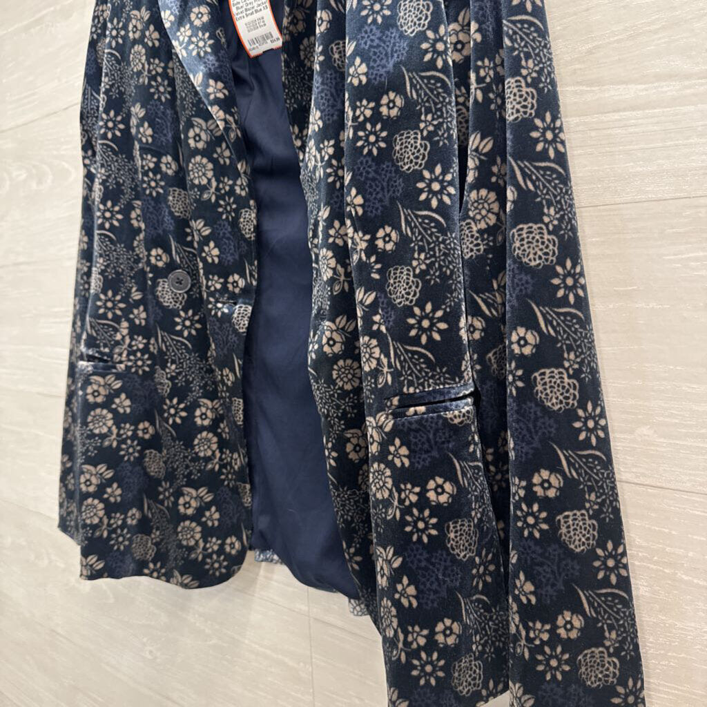 Carolina Belle Blue/ Grey Print Velvet Blazer Jacket Extra Small