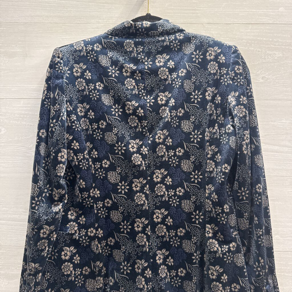 Carolina Belle Blue/ Grey Print Velvet Blazer Jacket Extra Small