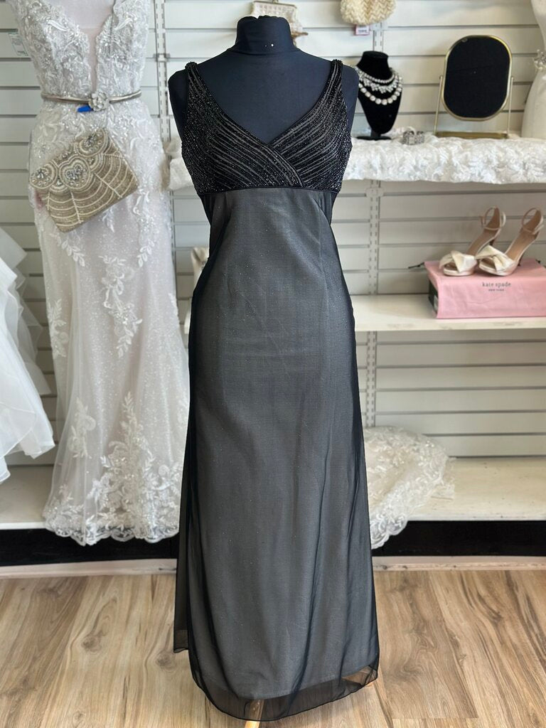 Vintage Brilliante by JA Black Beaded Top Long Formal Dress Medium