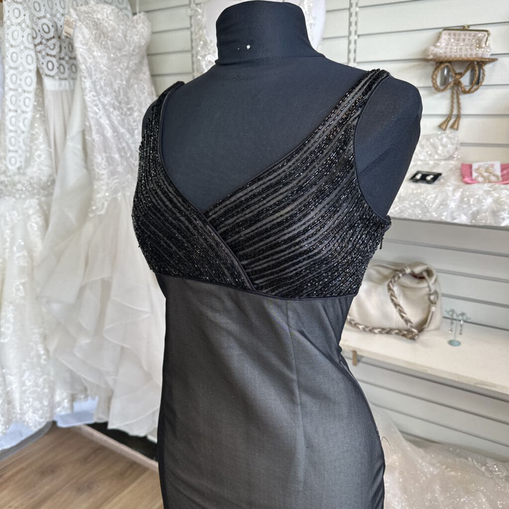 Vintage Brilliante by JA Black Beaded Top Long Formal Dress Medium