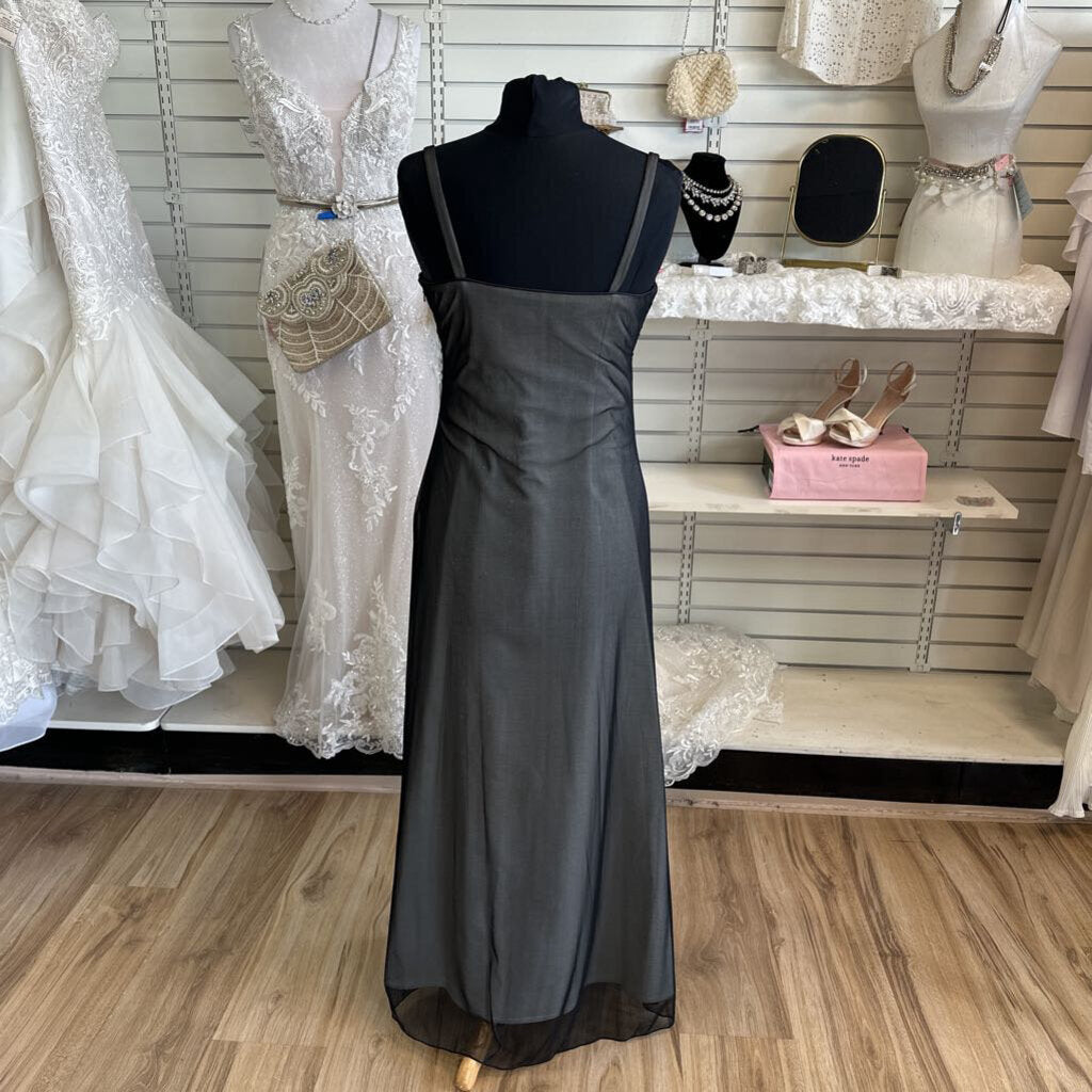 Vintage Brilliante by JA Black Beaded Top Long Formal Dress Medium