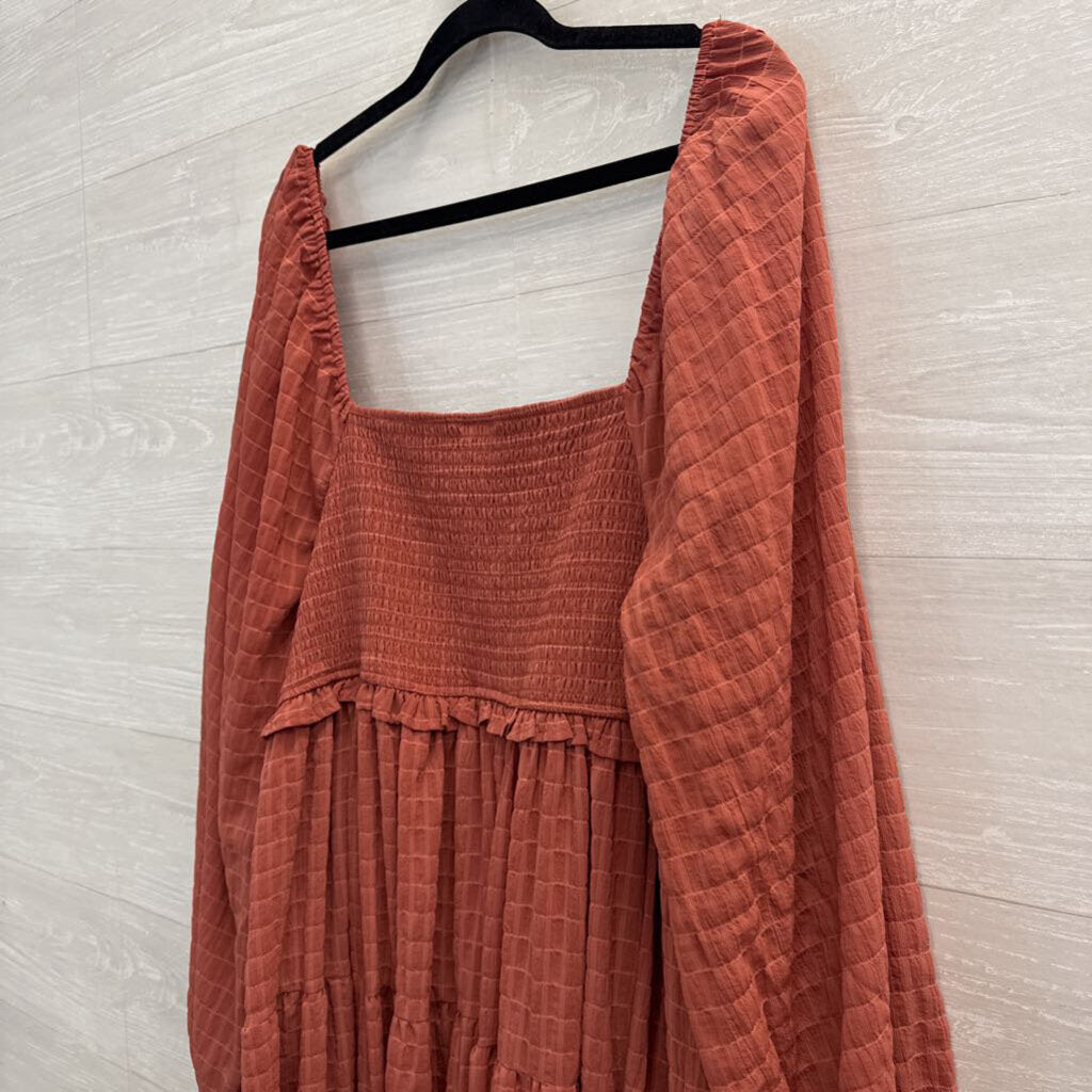 Arula Orange Textured Long Sleeve Dress XXL