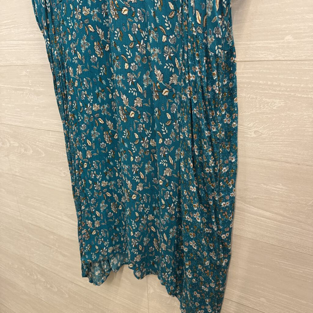 Knox Rose Blue Floral Print Short Sleeve Dress XXL