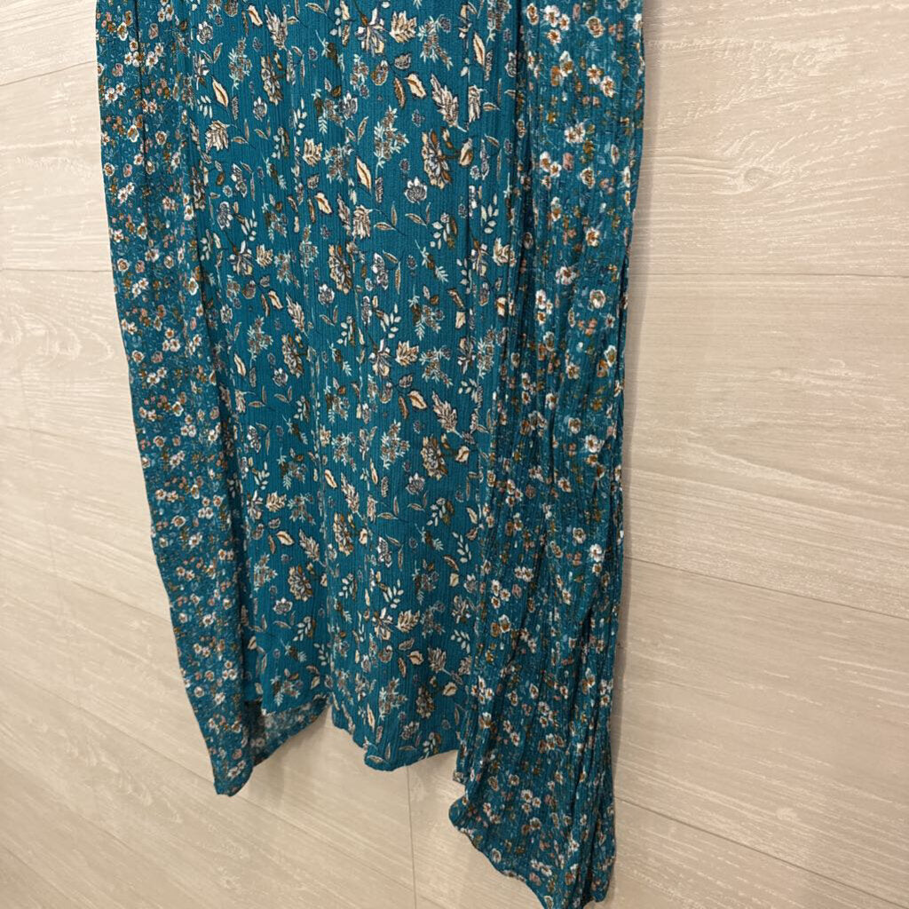 Knox Rose Blue Floral Print Short Sleeve Dress XXL