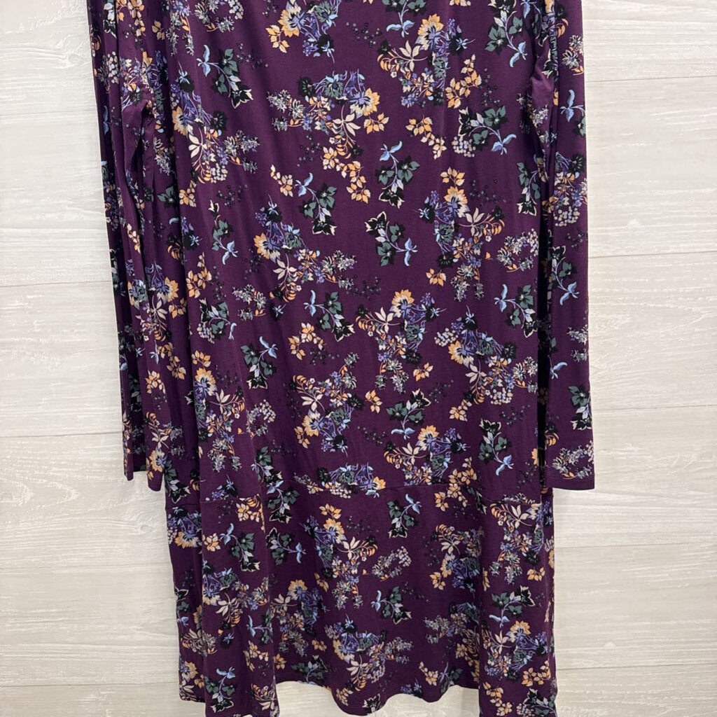 Loft Purple/ Multi Print Long Sleeve Dress XXL