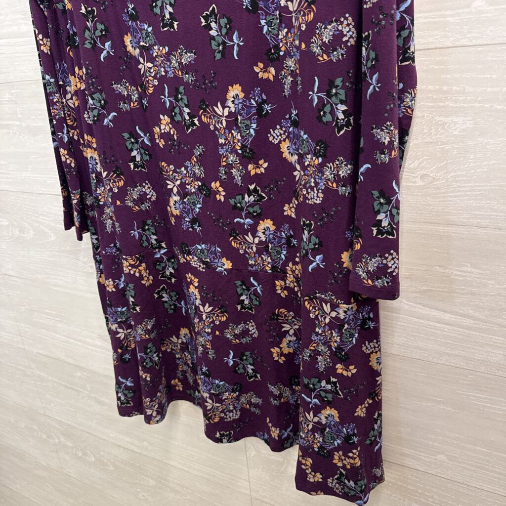 Loft Purple/ Multi Print Long Sleeve Dress XXL