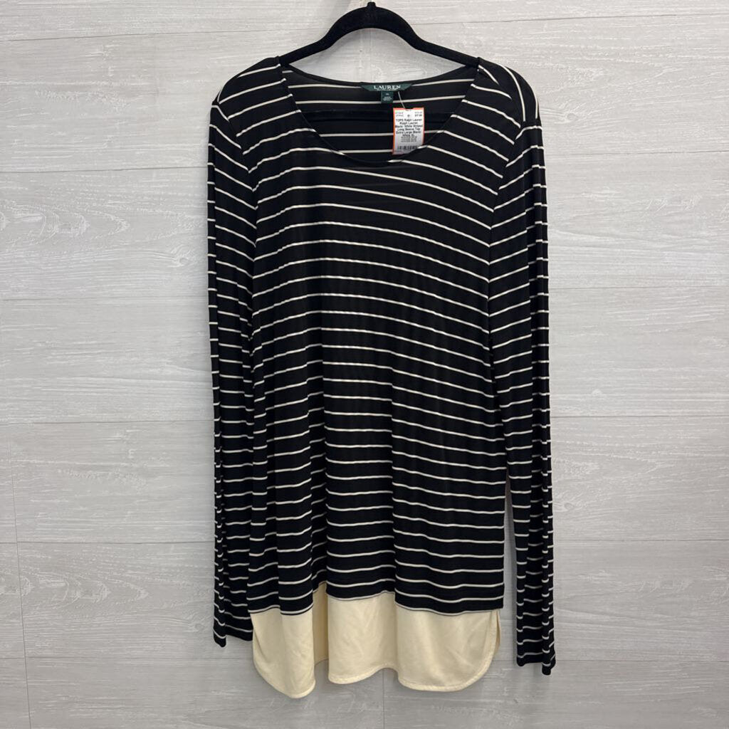 Ralph Lauren Black/ White Striped Long Sleeve Top Extra Large
