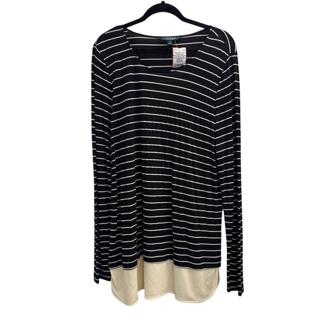 Ralph Lauren Black/ White Striped Long Sleeve Top Extra Large