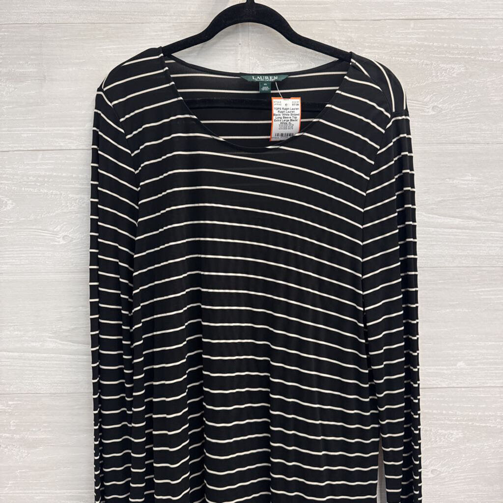 Ralph Lauren Black/ White Striped Long Sleeve Top Extra Large