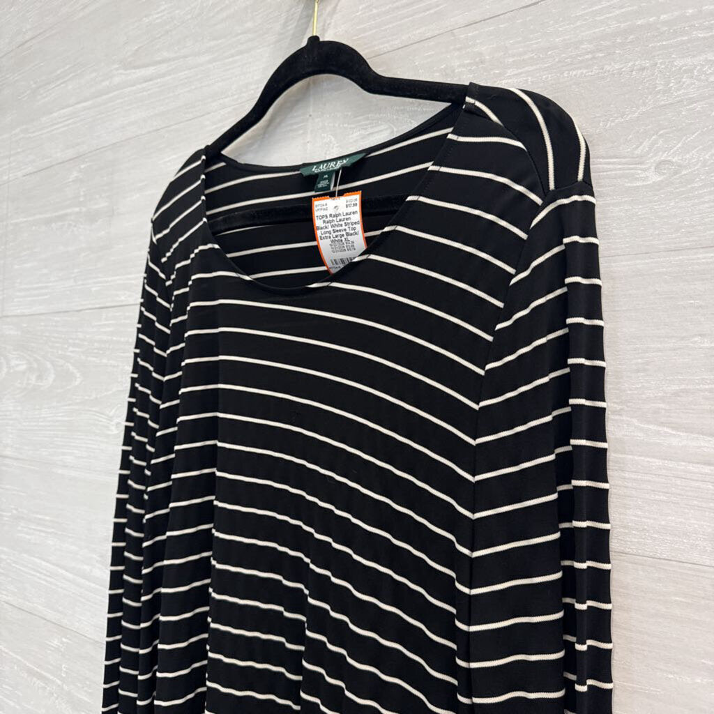 Ralph Lauren Black/ White Striped Long Sleeve Top Extra Large